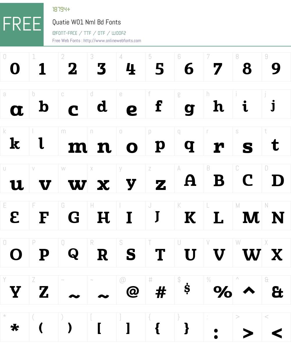 QuatieW01-NmlBd Font Screenshots