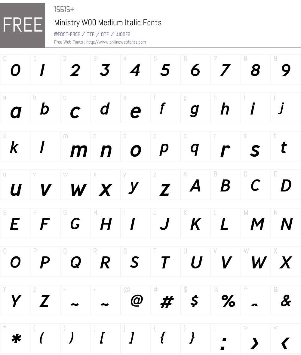 MinistryW00-MediumItalic Font Screenshots