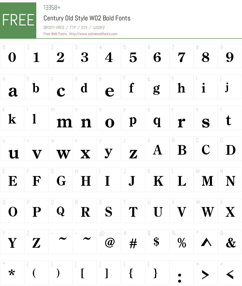 Century Old Style Font Screenshots