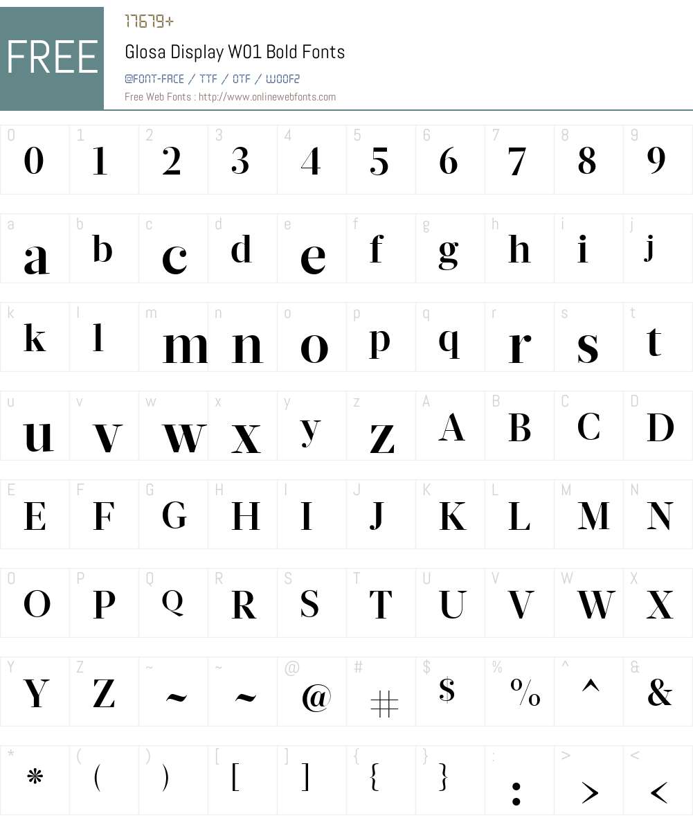 GlosaDisplayW01-Bold Font Screenshots