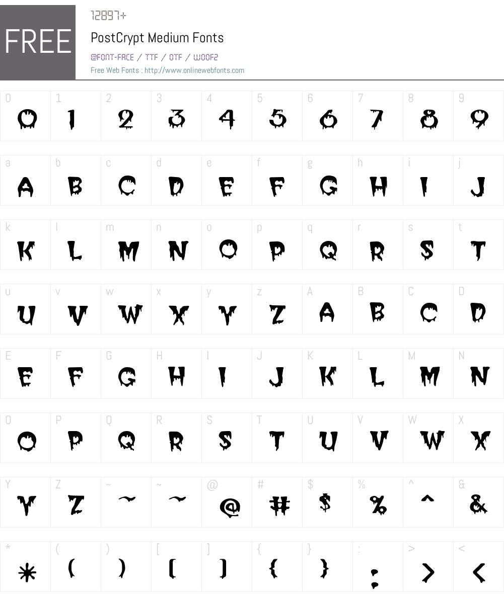 PostCrypt Font Screenshots