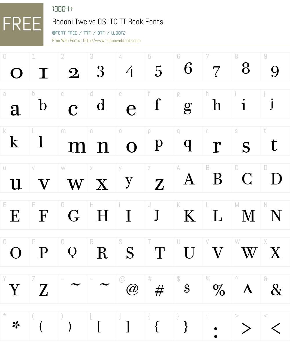 Bodoni Twelve OS ITC TT Font Screenshots