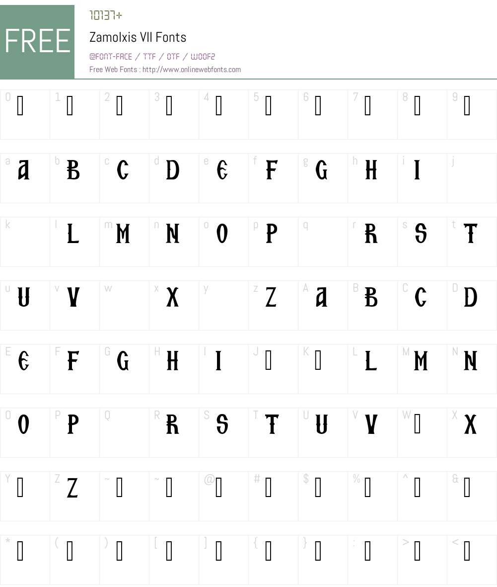 Zamolxis VII Font Screenshots