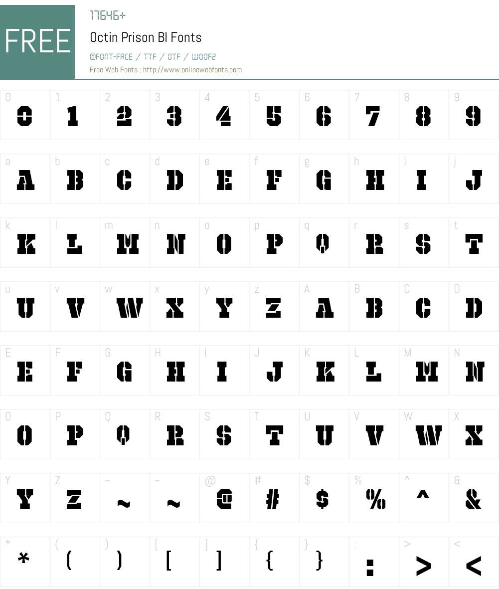 Octin Prison Font Screenshots