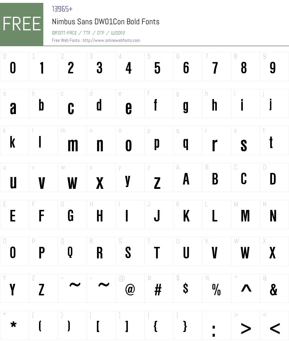 NimbusSanDW01ConBold Font Screenshots
