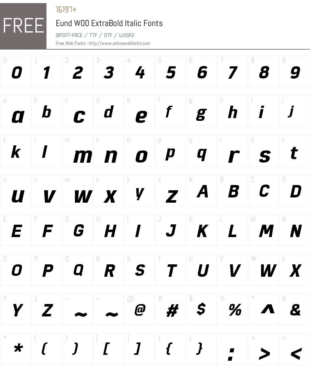 EundW00-ExtraBoldItalic Font Screenshots