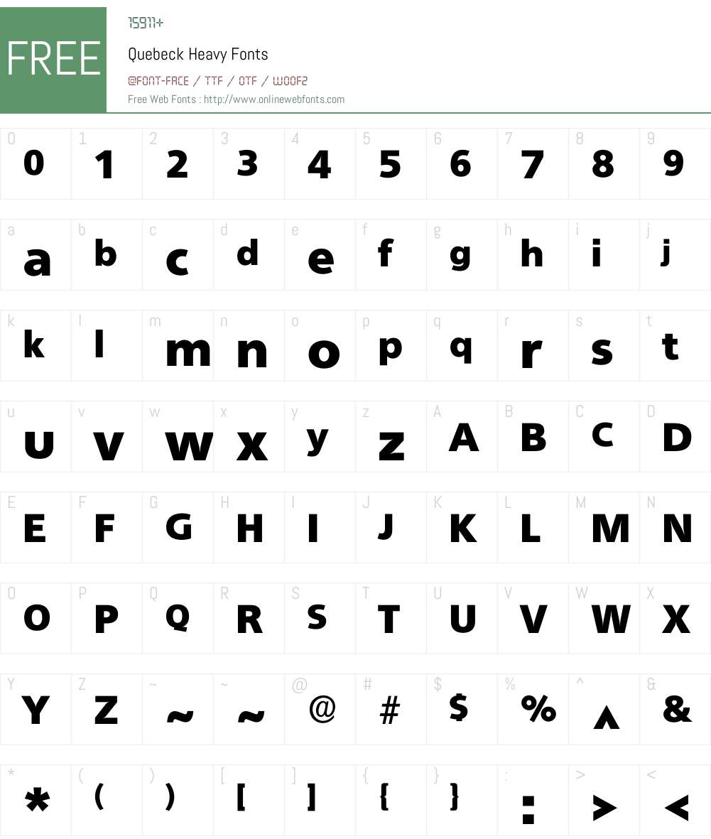 Quebeck Font Screenshots