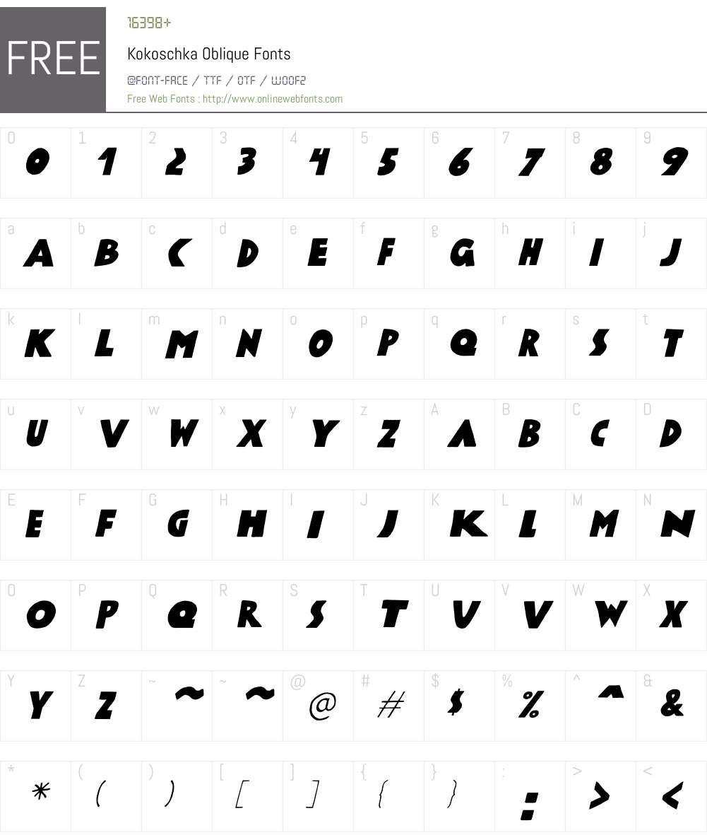Kokoschka-Oblique Font Screenshots