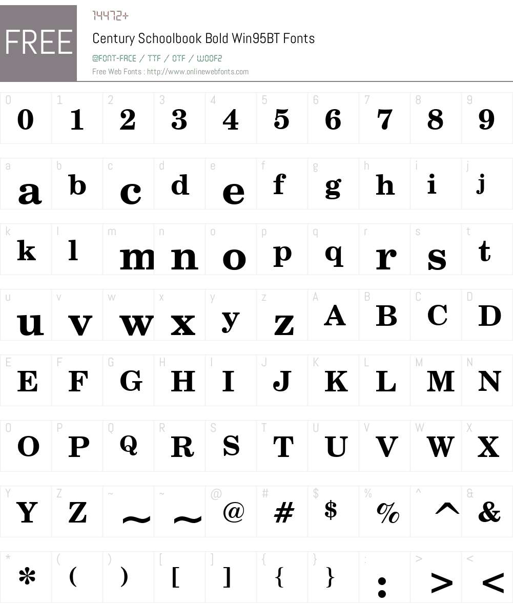 CentSchbook Win95BT Font Screenshots