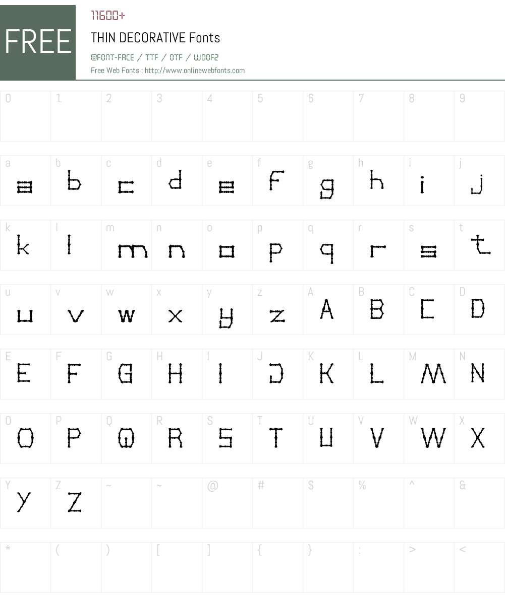 THIN DECORATIVE Font Screenshots