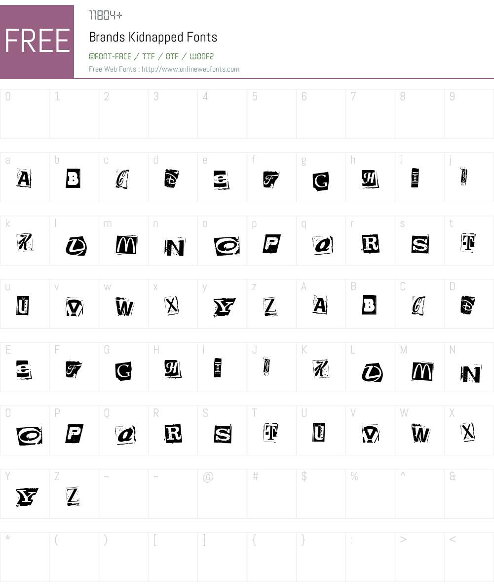 Brands Kidnapped Font Screenshots