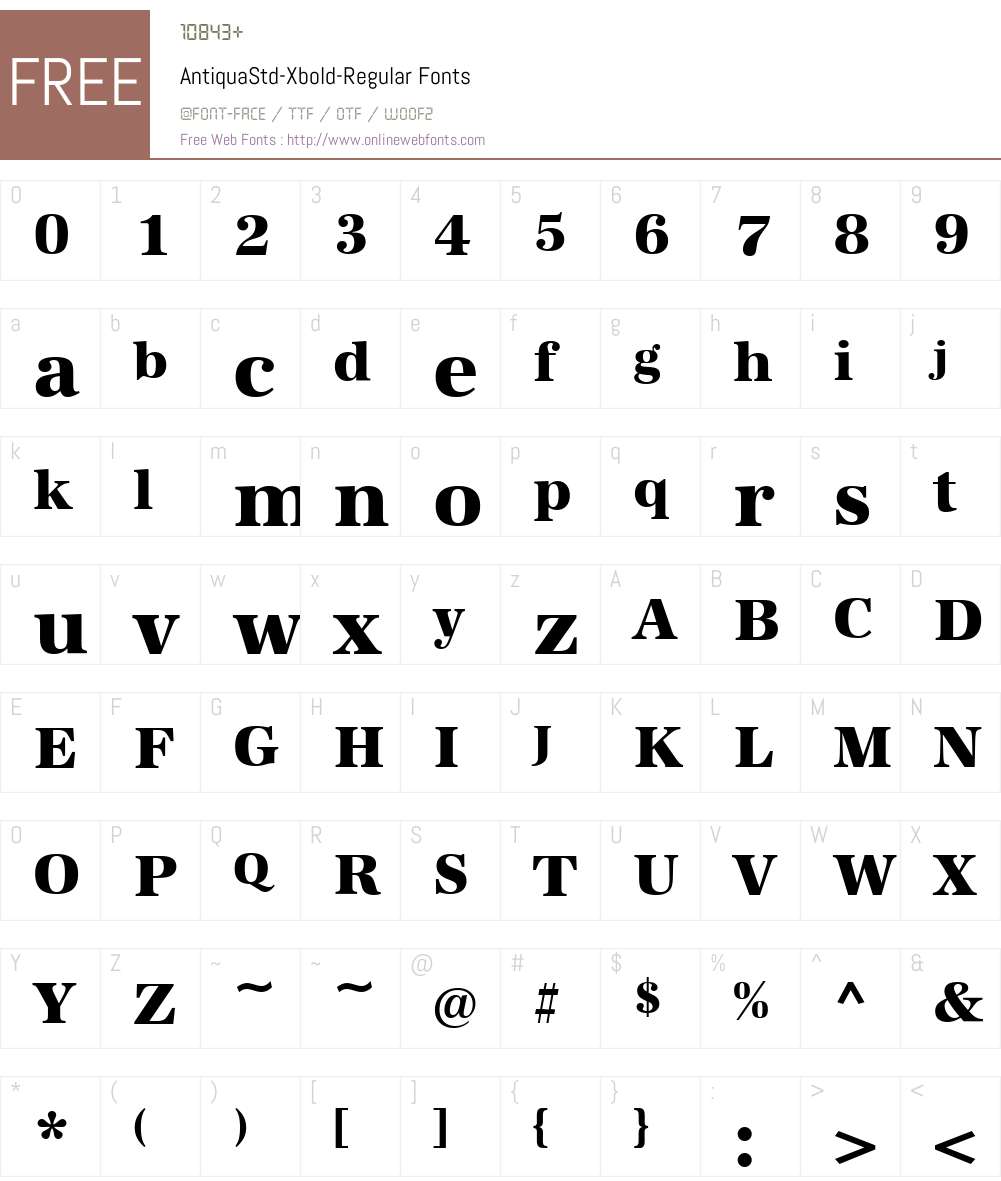 AntiquaStd-Xbold Font Screenshots