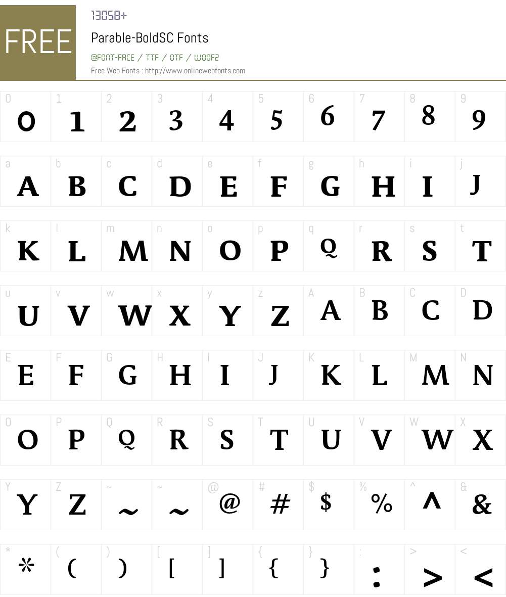 Parable-BoldSC Font Screenshots