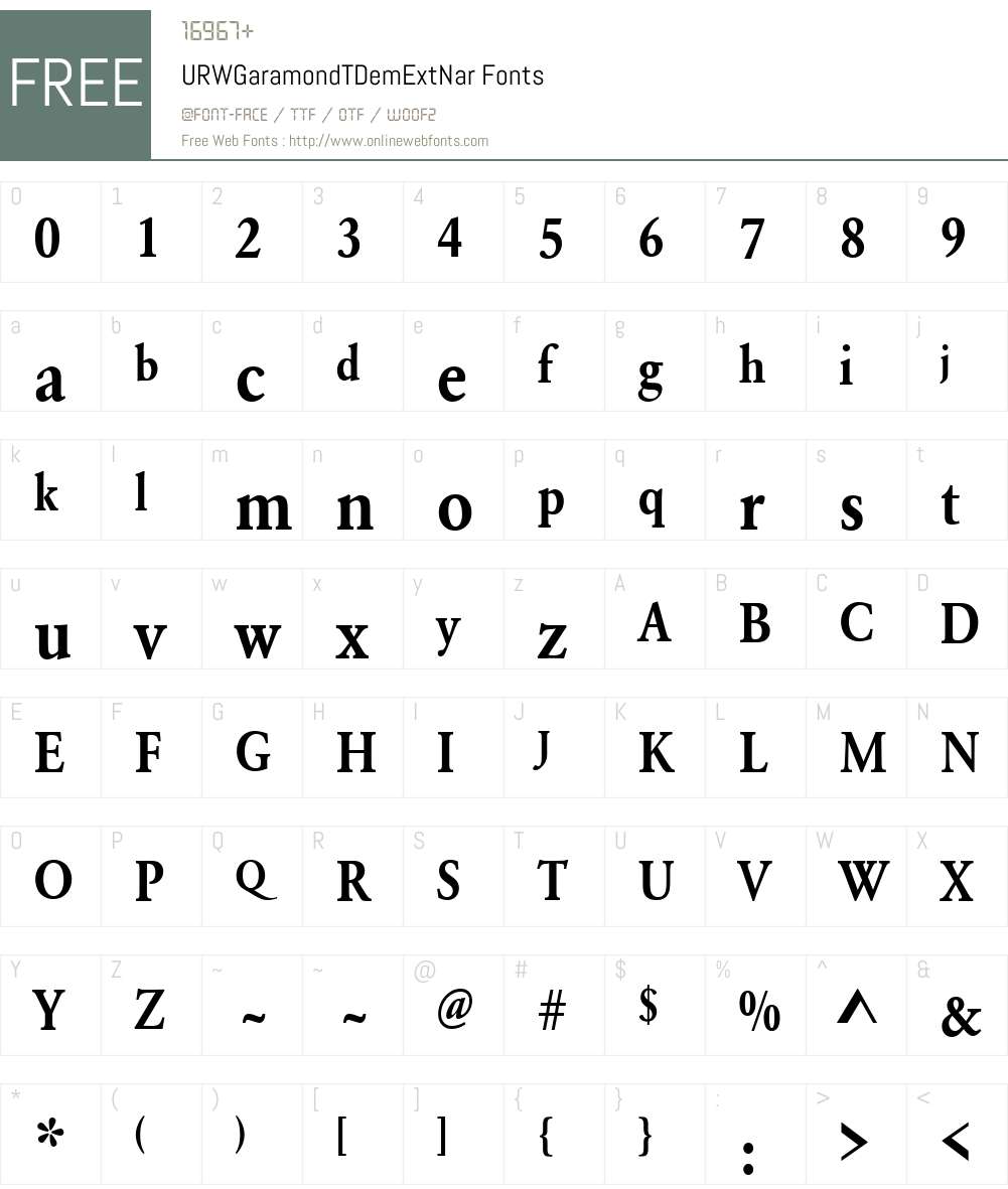 URWGaramondTDemExtNar Font Screenshots