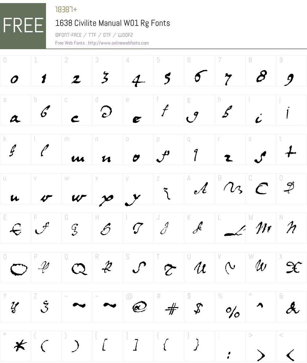 1638CiviliteManualW01-Rg Font Screenshots