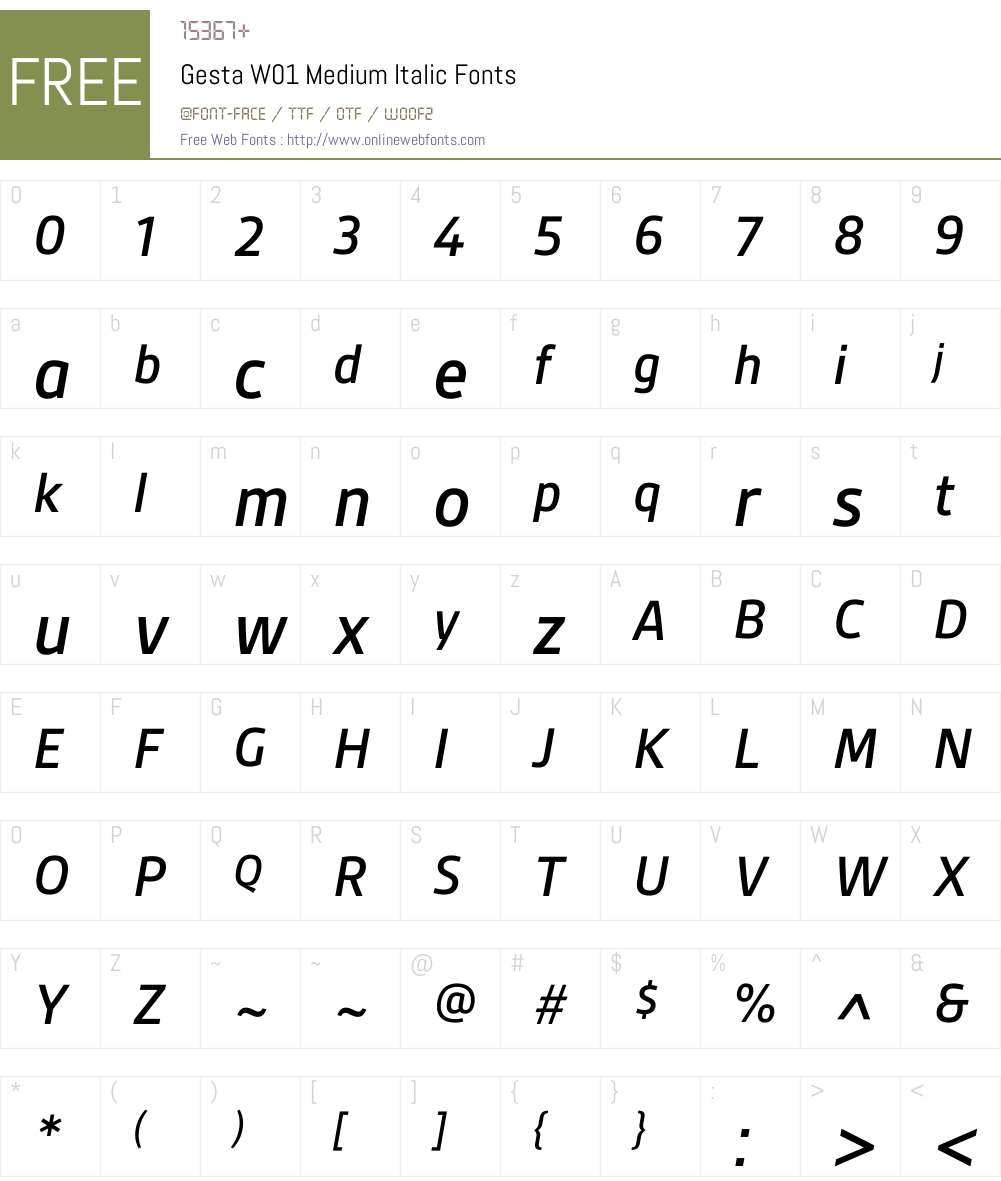 GestaW01-MediumItalic Font Screenshots