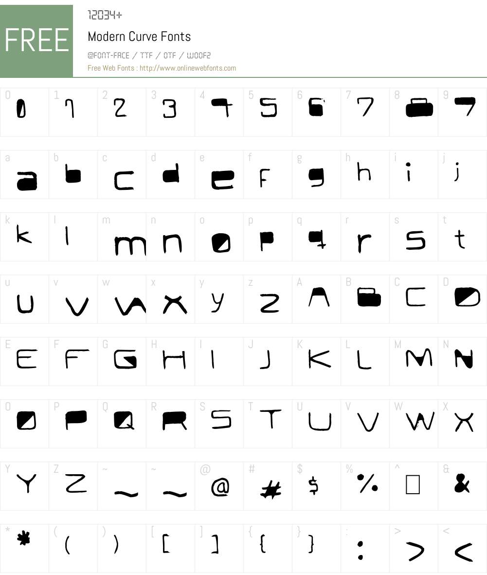 Modern Curve Font Screenshots