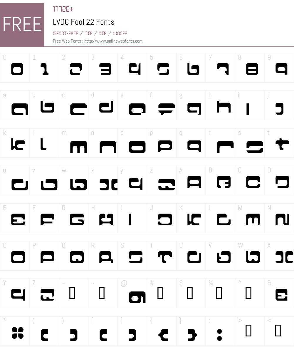 LVDC Fool 22 Font Screenshots