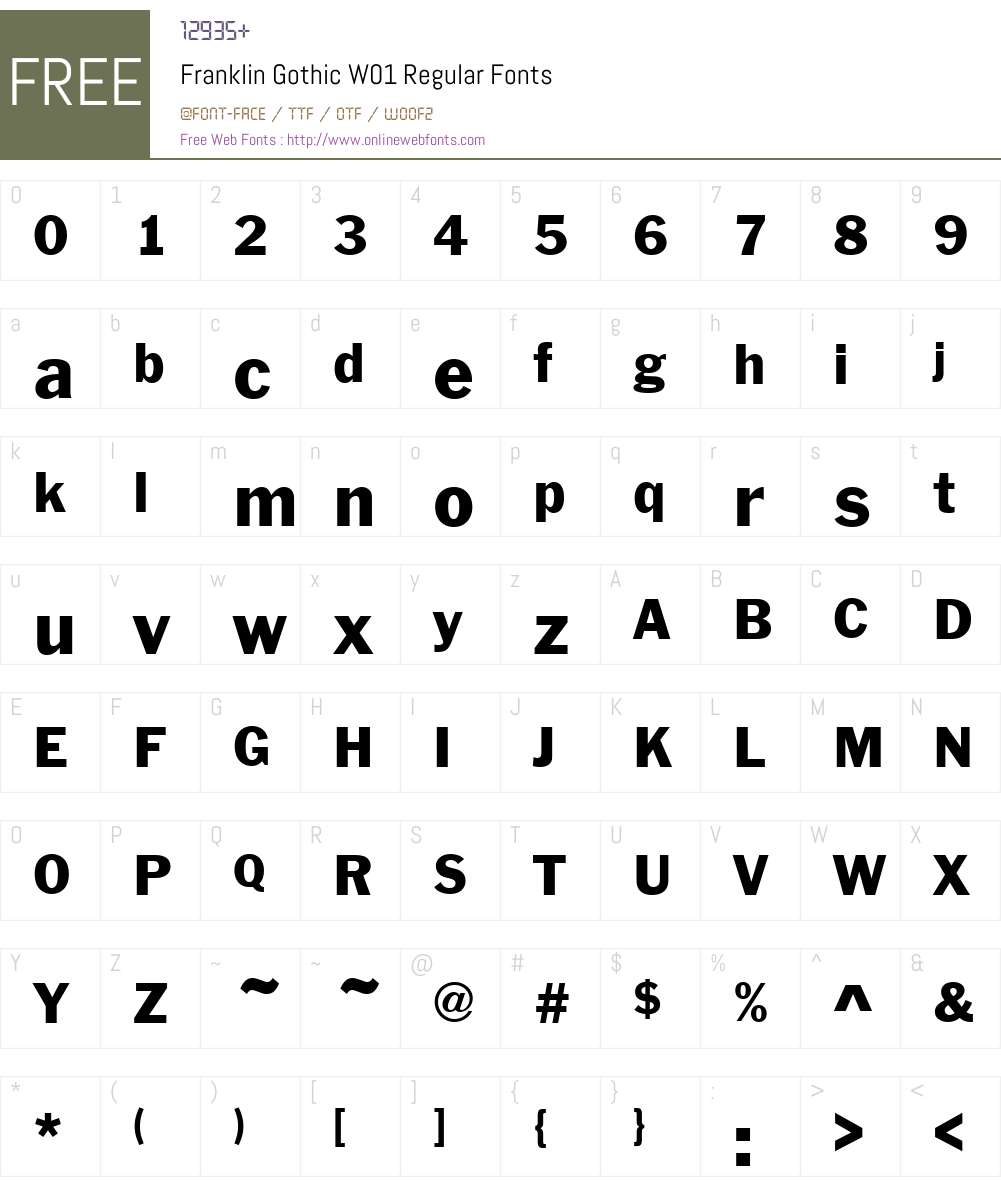 FranklinGothicW01-Regular Font Screenshots