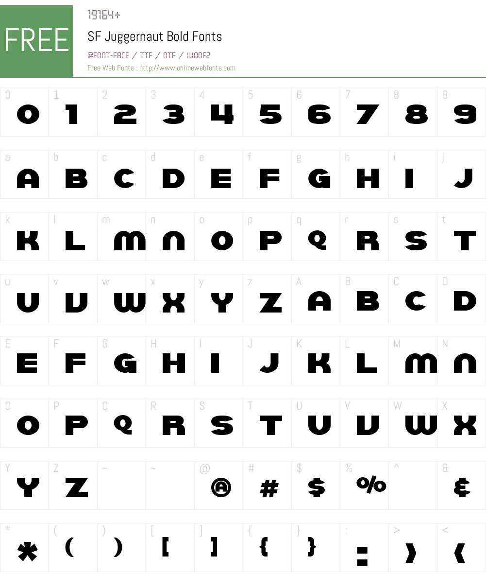 SF Juggernaut Font Screenshots