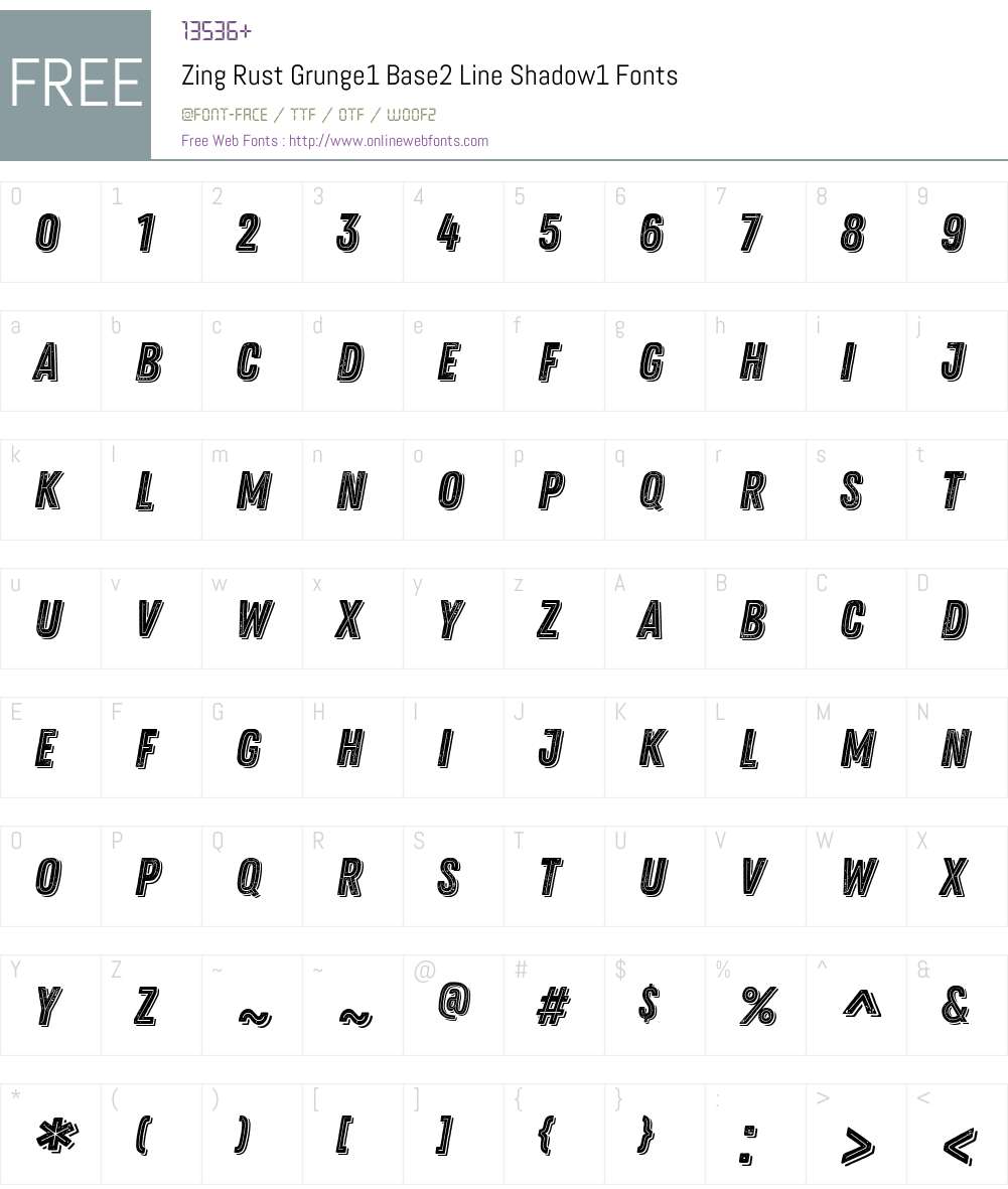 Zing Rust G1 Base2 Line Sh1 Font Screenshots