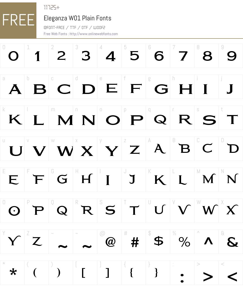 EleganzaW01-Plain Font Screenshots