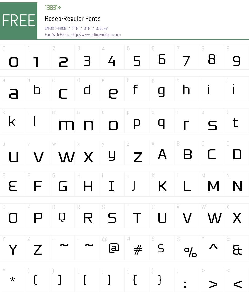 Resea Font Screenshots