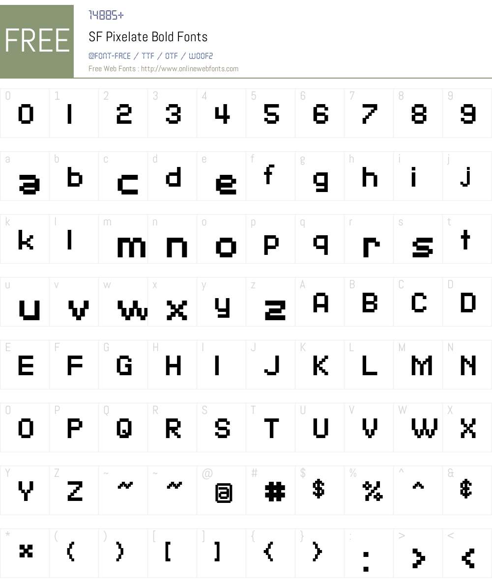 SF Pixelate Font Screenshots