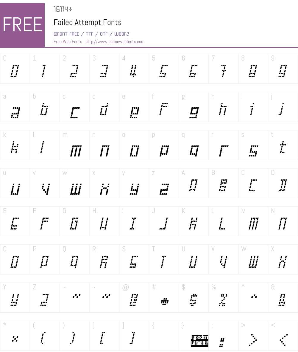 Failed Attempt Font Screenshots
