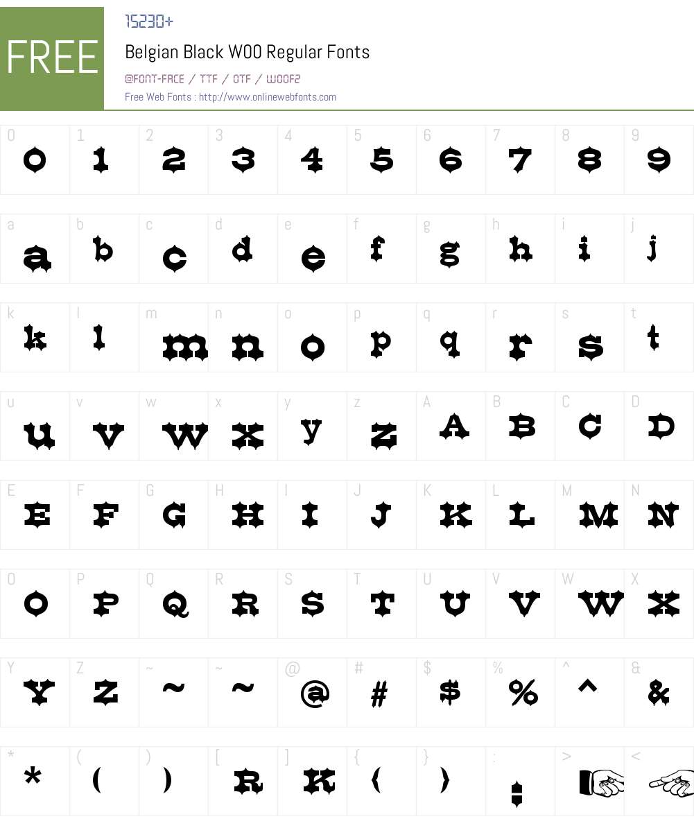 BelgianBlackW00-Regular Font Screenshots