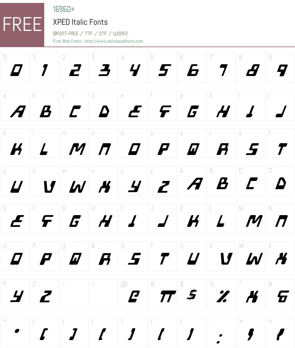XPED Italic Font Screenshots
