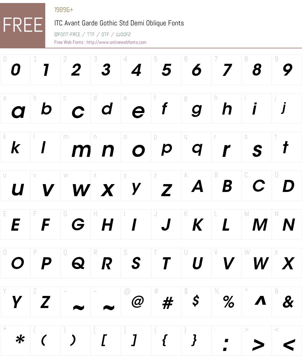 ITC Avant Garde Gothic Std Font Screenshots
