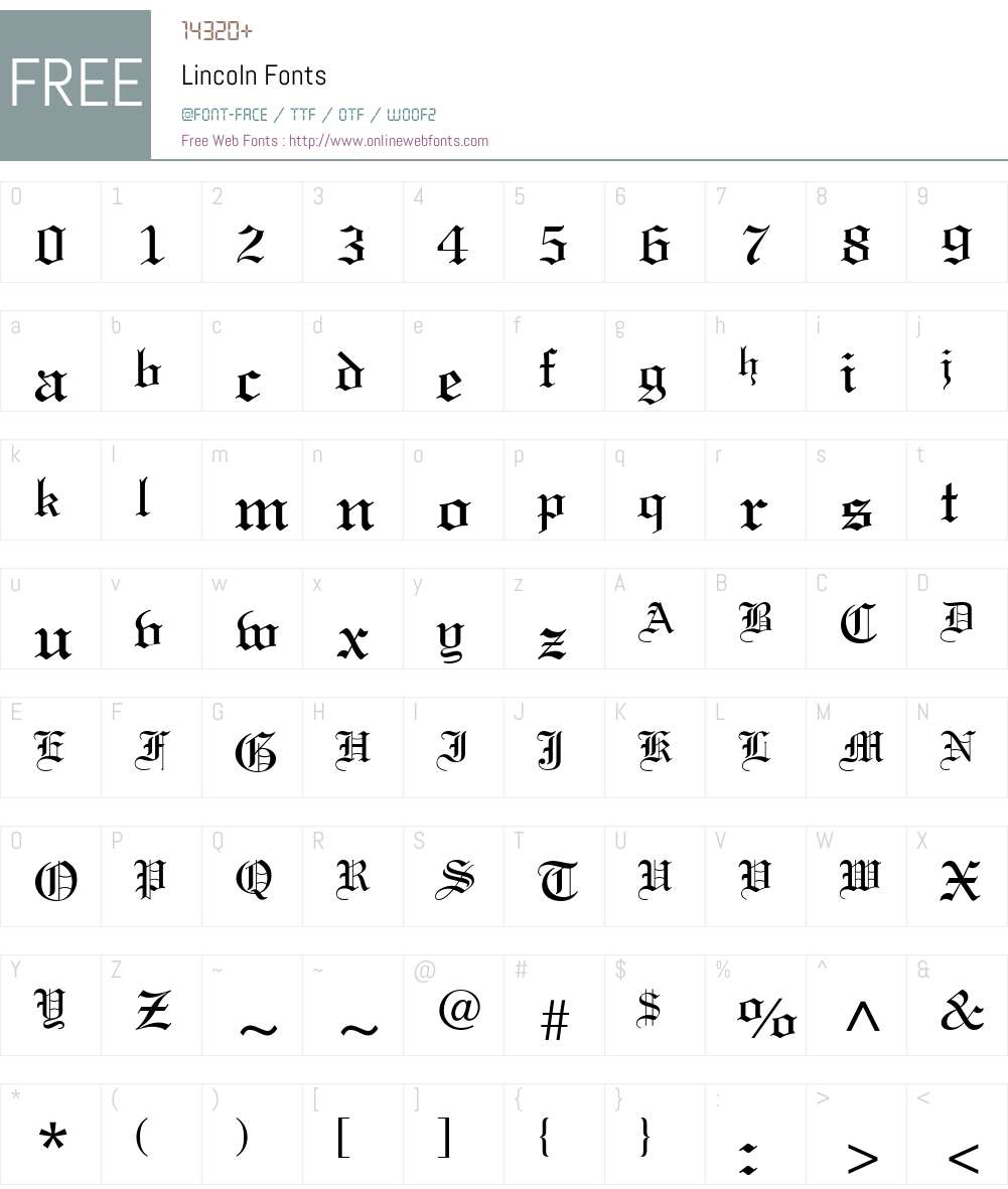 Lincoln Font Screenshots