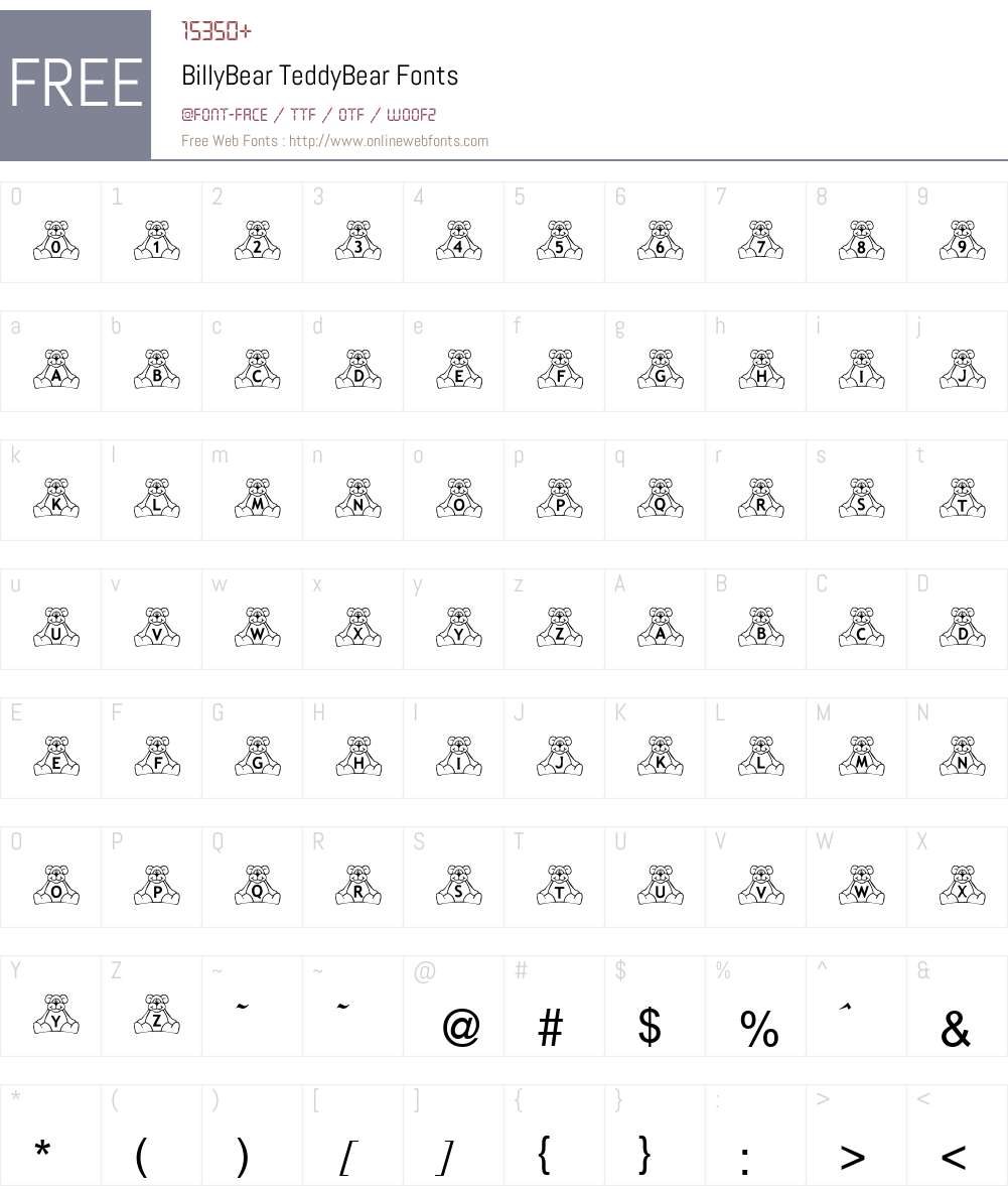 BillyBear TeddyBear Font Screenshots