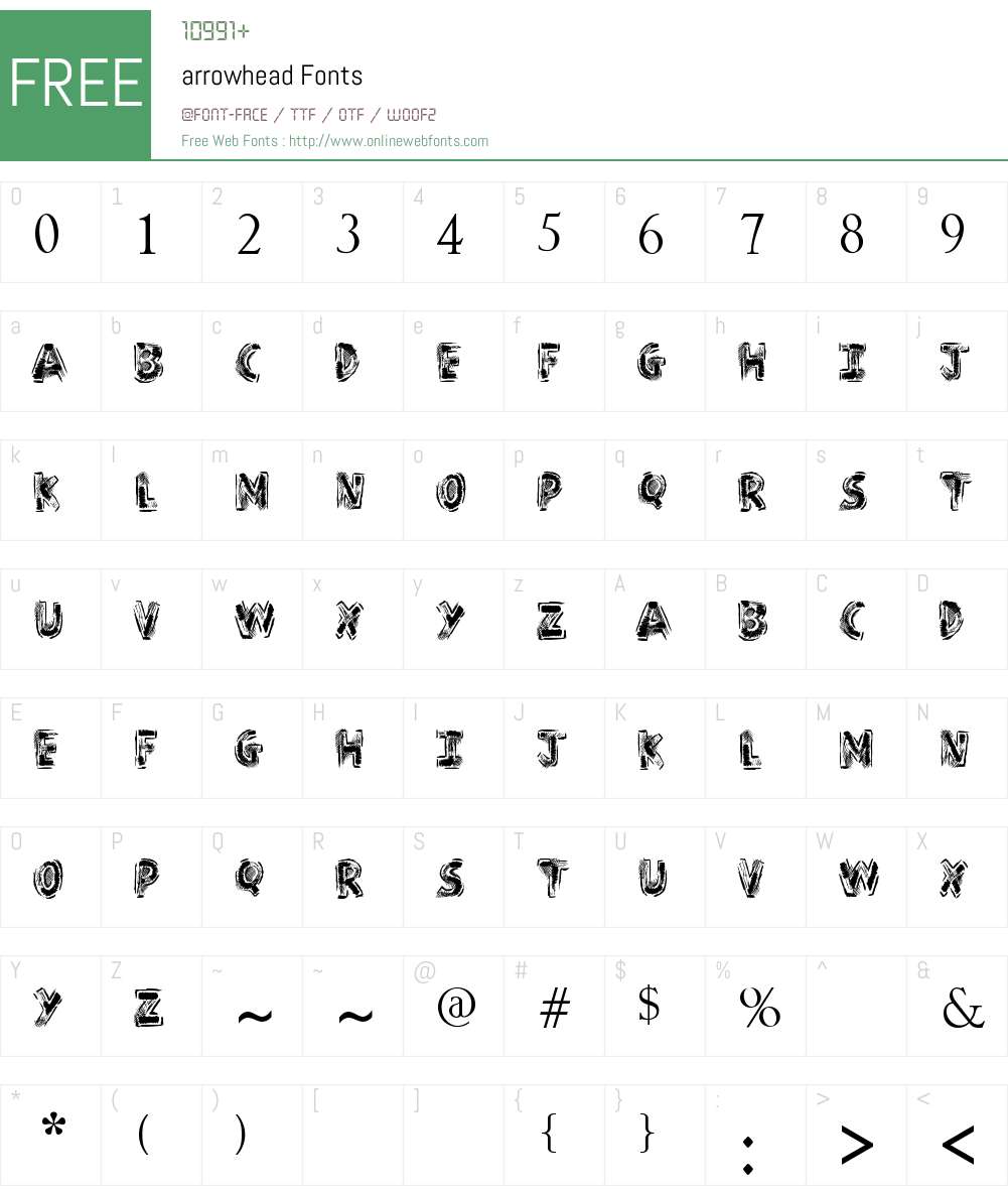arrowhead Font Screenshots