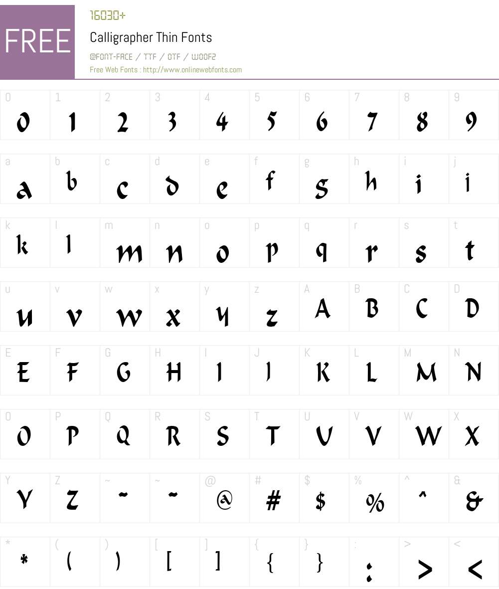 Calligrapher Font Screenshots