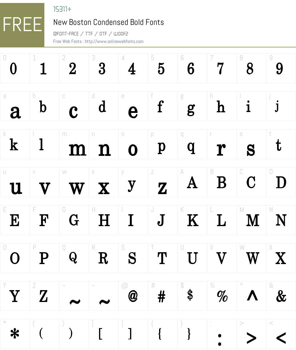 New Boston Condensed Font Screenshots
