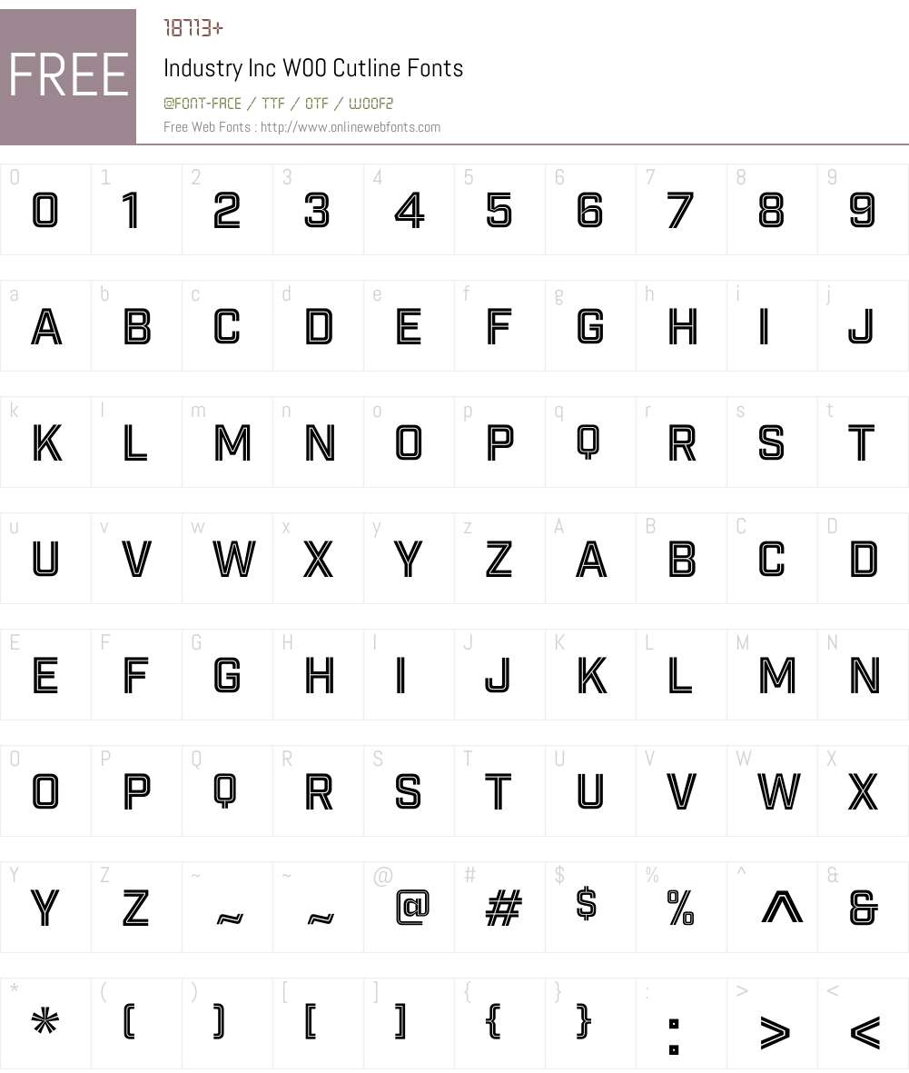 IndustryIncW00-Cutline Font Screenshots