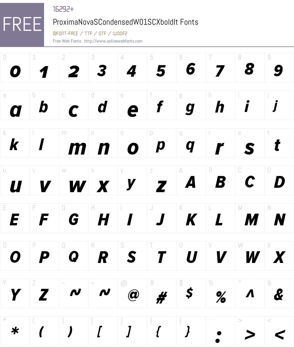 ProximaNovaSCondensedW01SC-XboldIt Font Screenshots