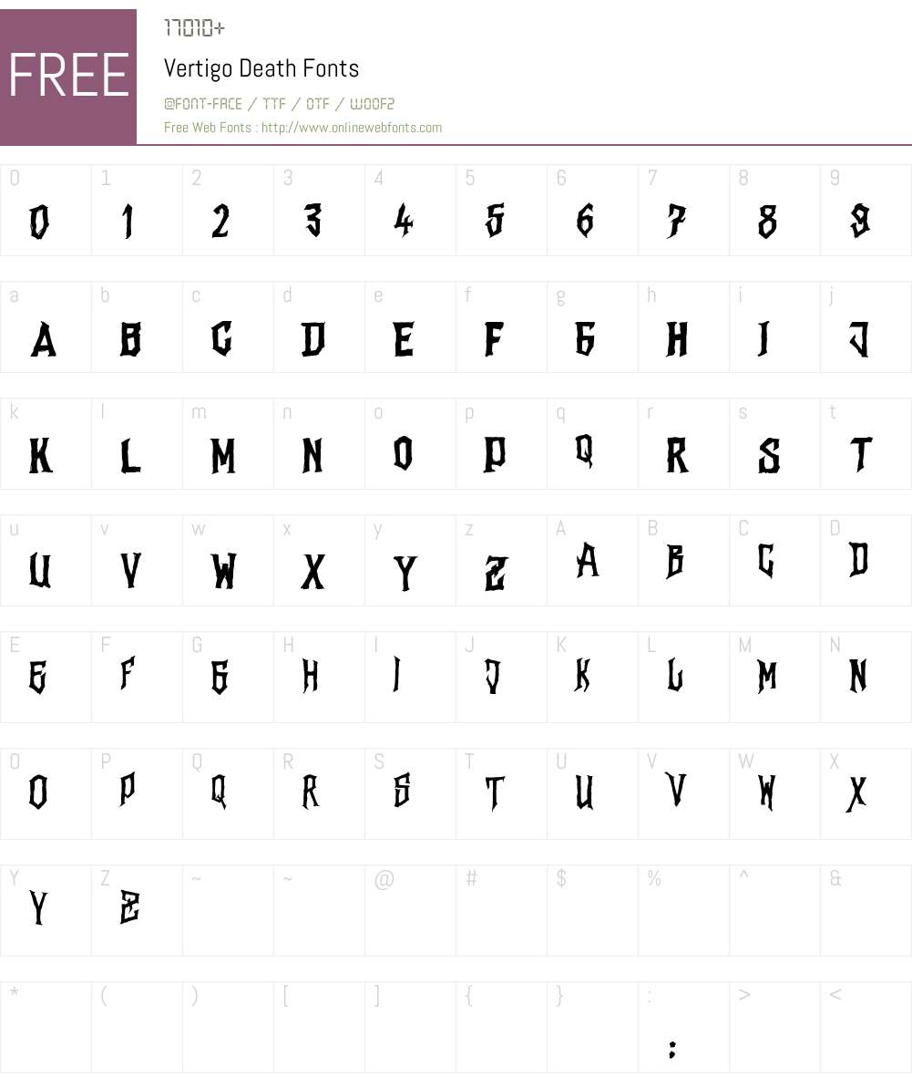VertigoDeath Font Screenshots