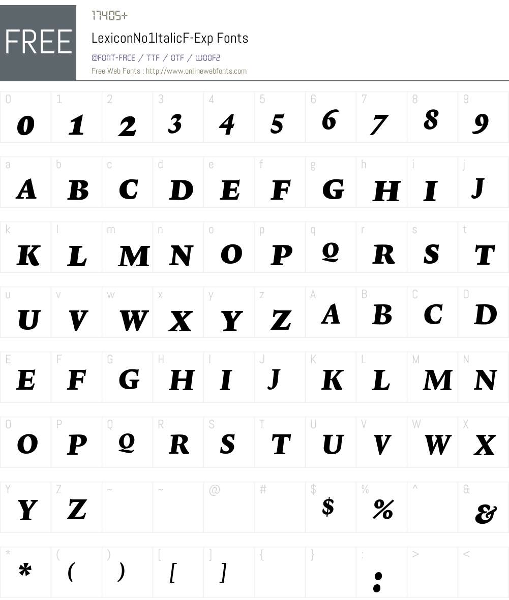 LexiconNo1ItalicF Font Screenshots