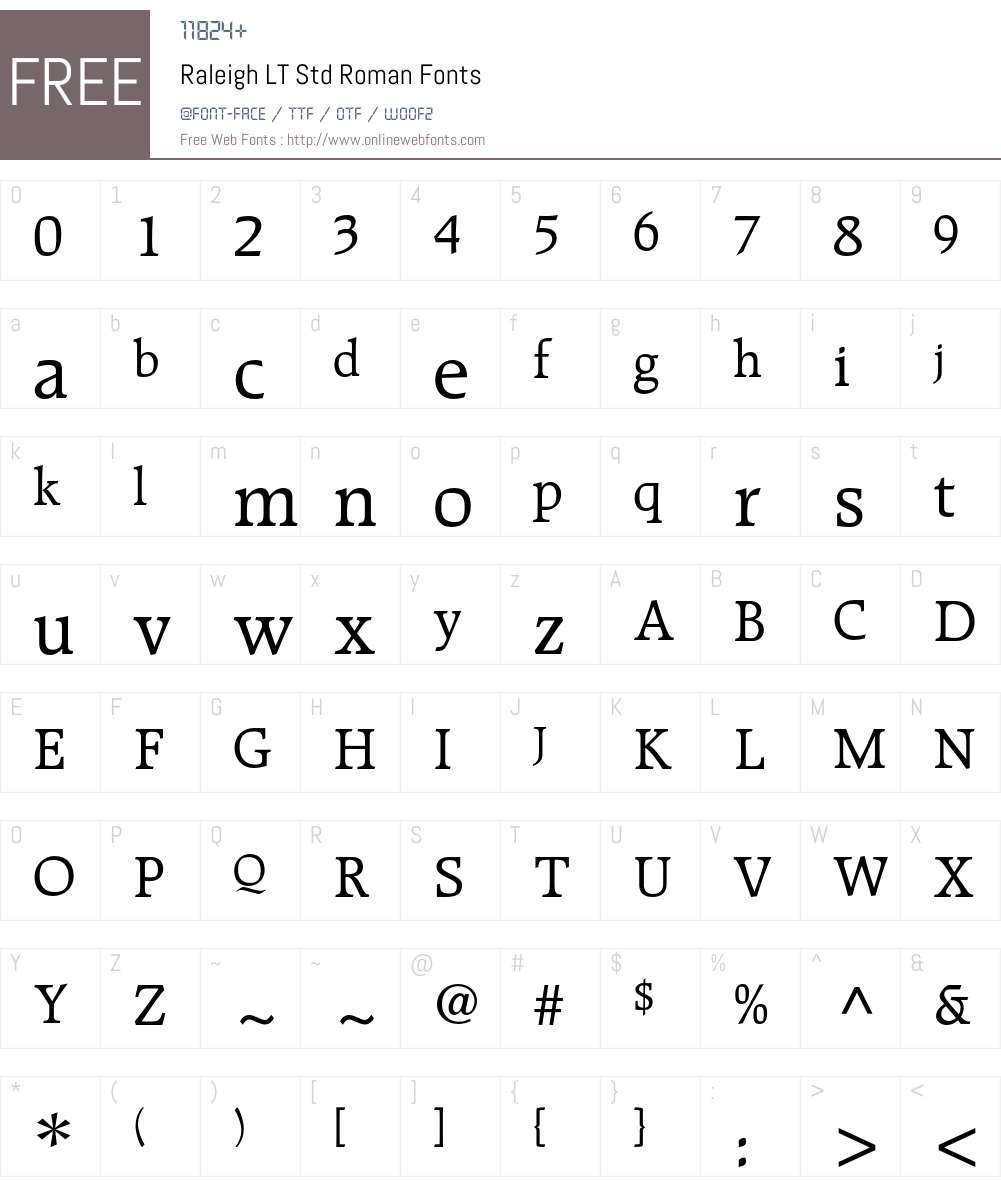 Raleigh LT Std Font Screenshots