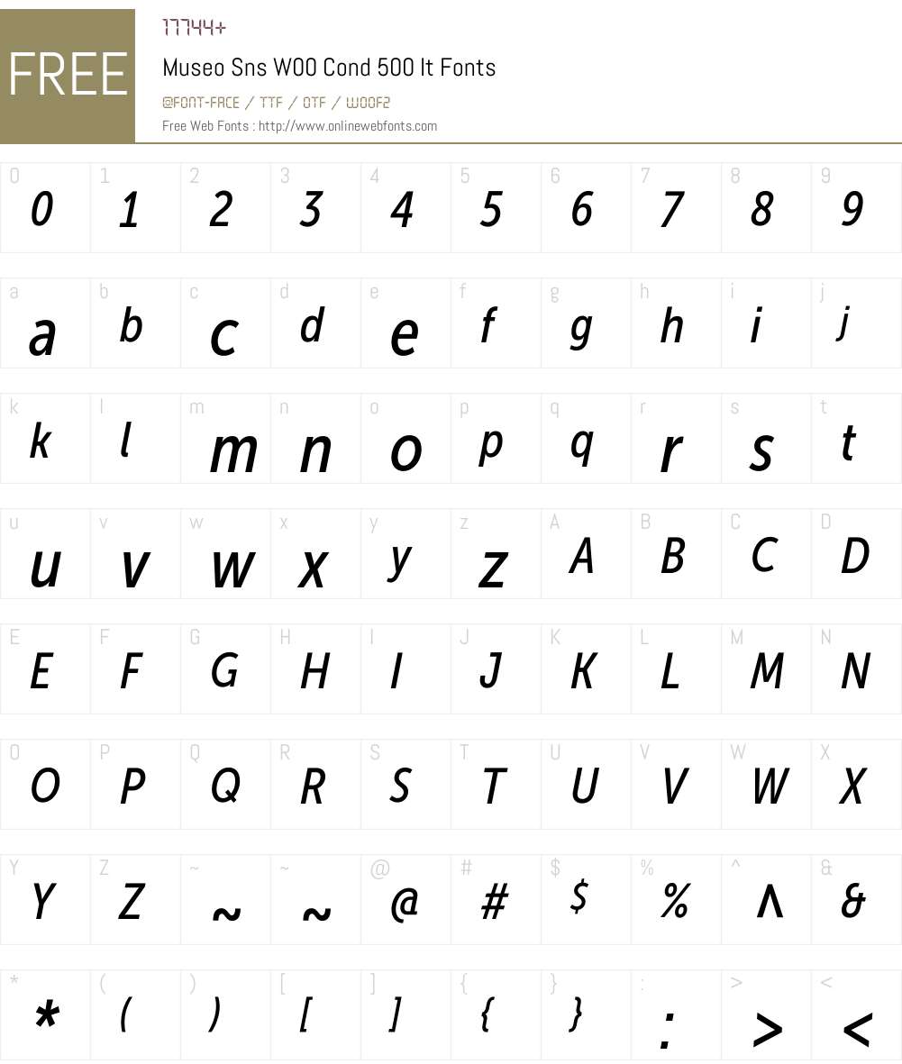 MuseoSnsW00-Cond500It Font Screenshots