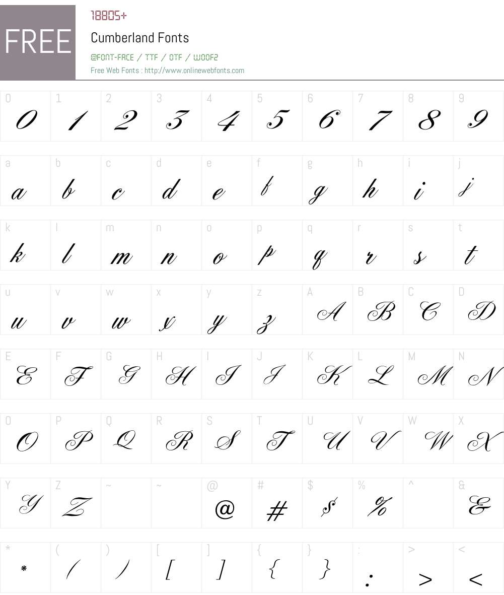 Cumberland Font Screenshots