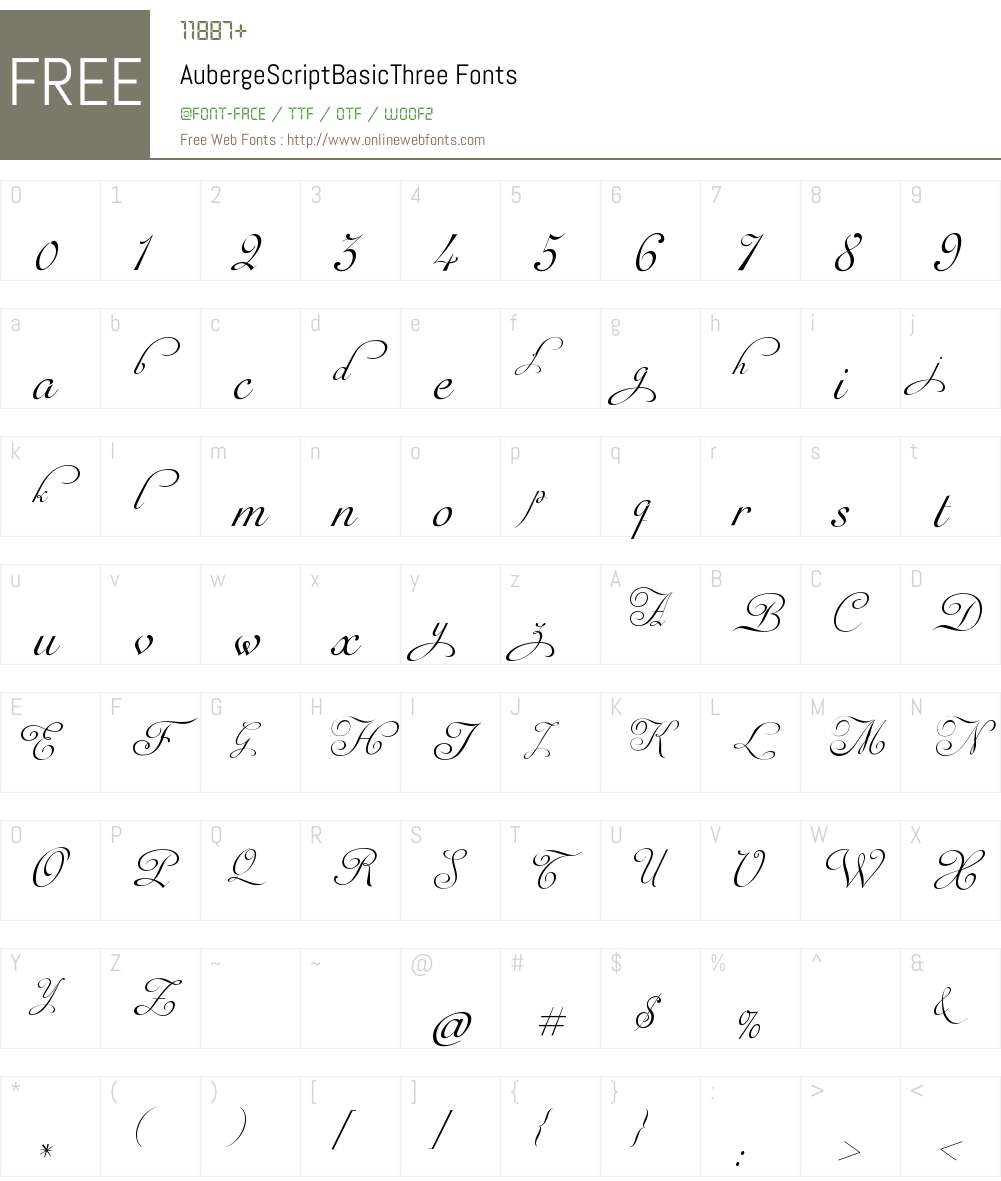 AubergeScriptBasicThree Font Screenshots