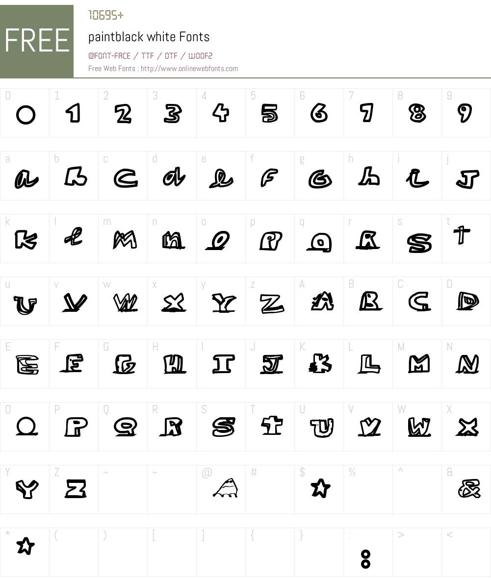 paintblack white Font Screenshots