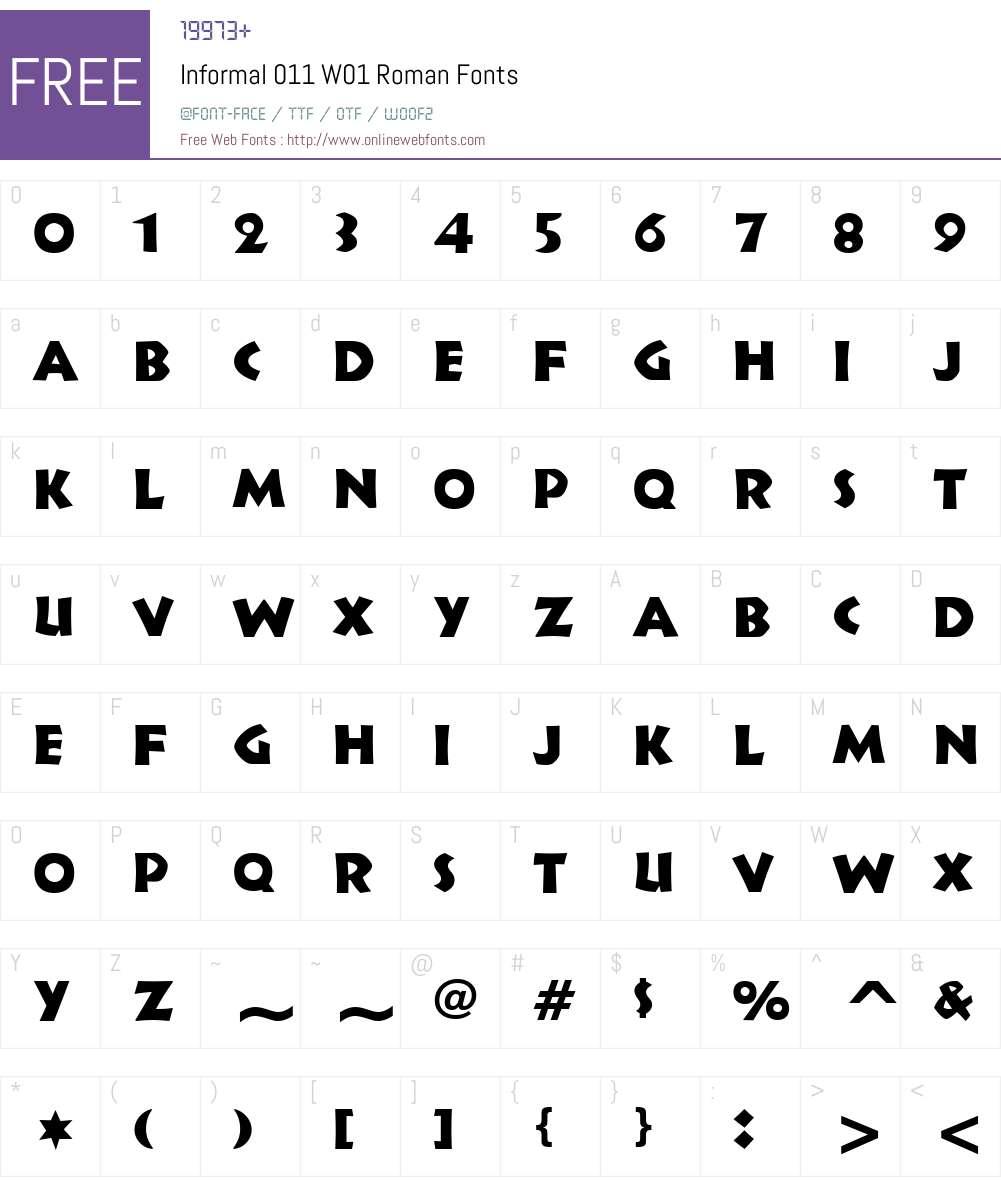 Informal011W01-Roman Font Screenshots