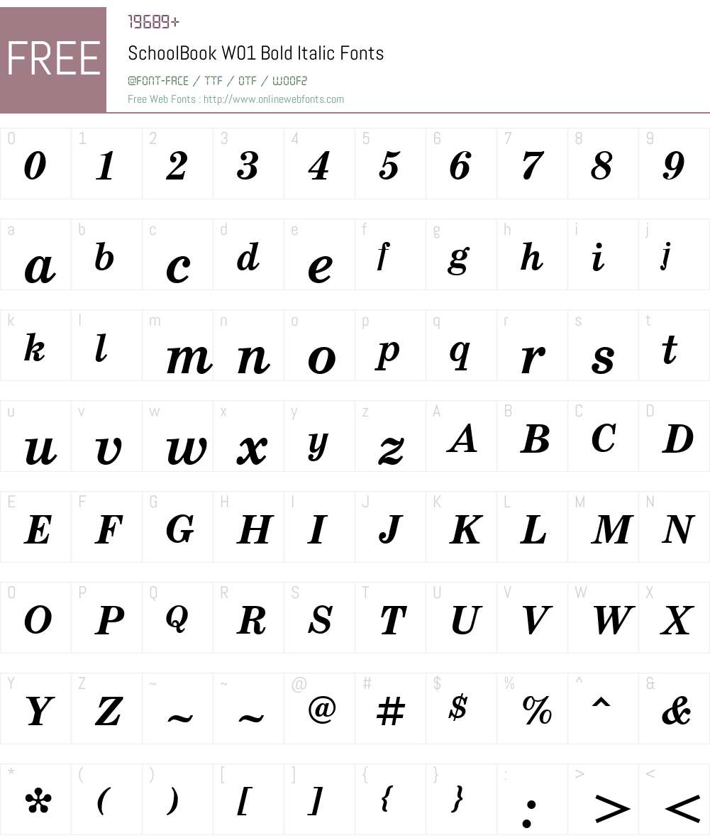 SchoolBookW01-BoldItalic Font Screenshots