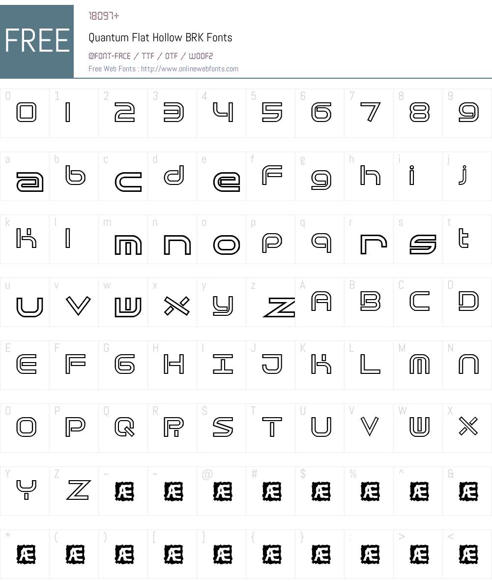 Quantum Flat Hollow BRK Font Screenshots
