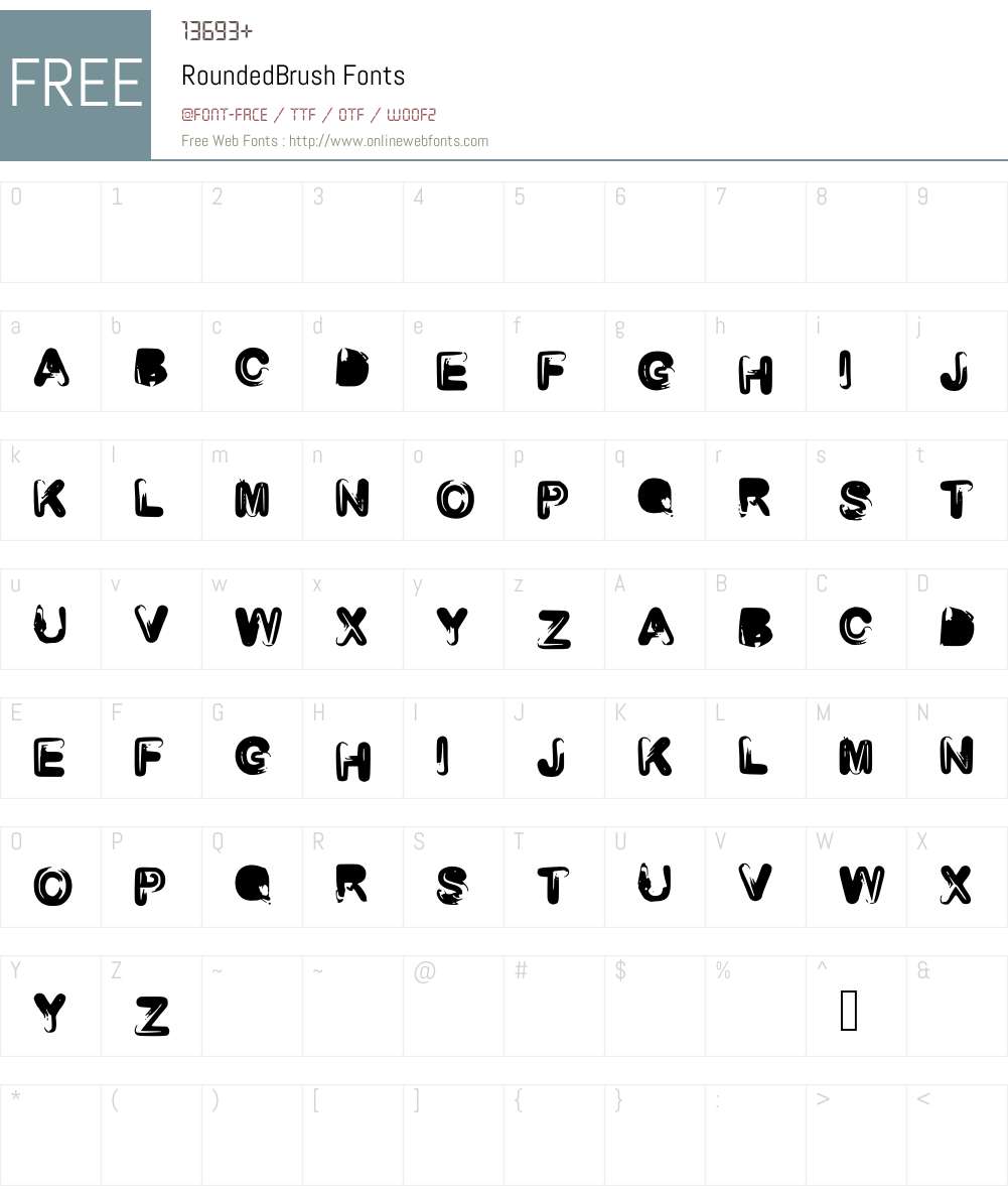 RoundedBrush Font Screenshots